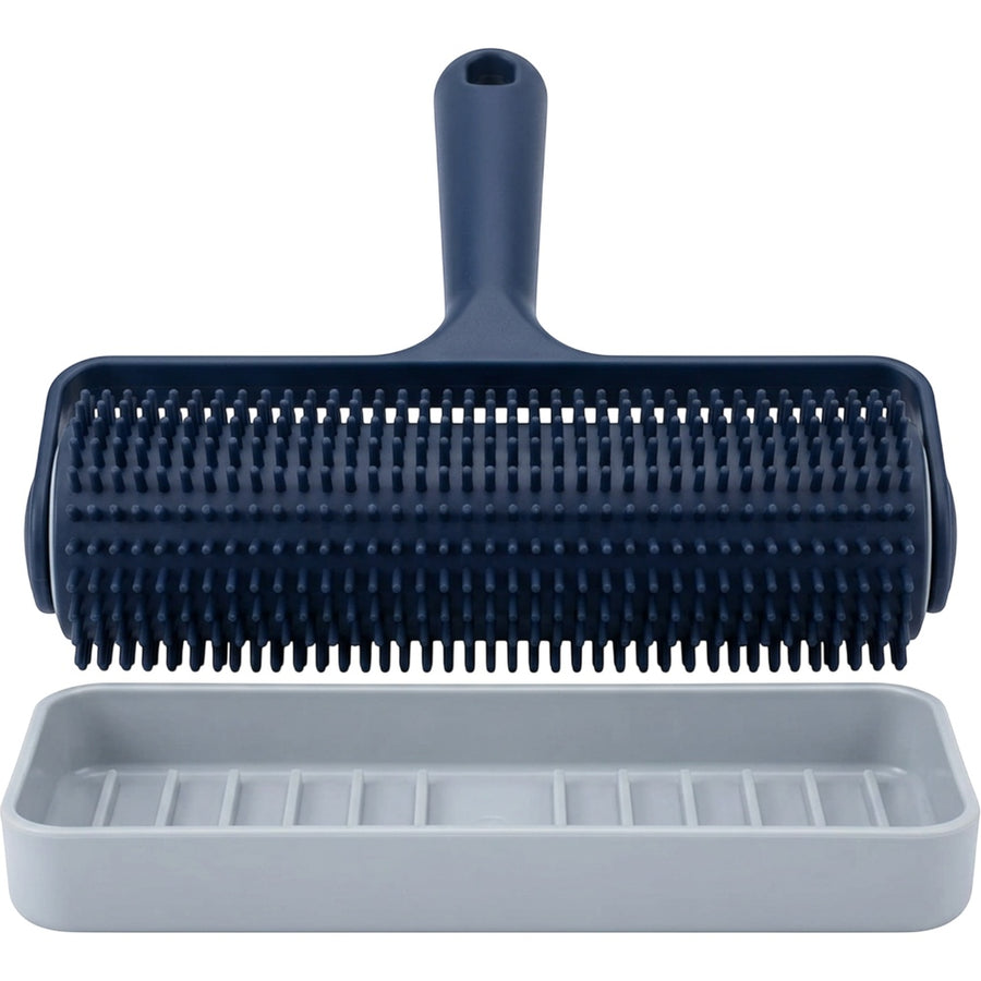 Donp Rubber-Bristle Lint Roller with Cleaning Tray Navy